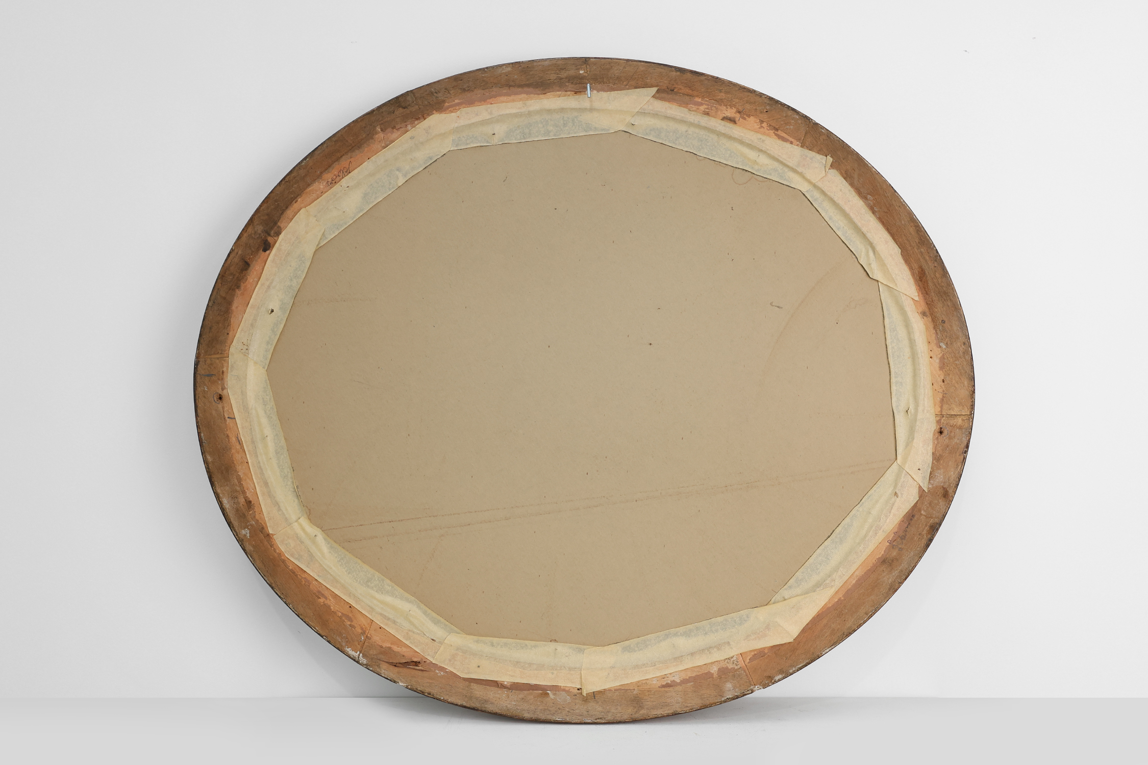 Art Deco oval gilt oak mirror, Belgium 1920sthumbnail